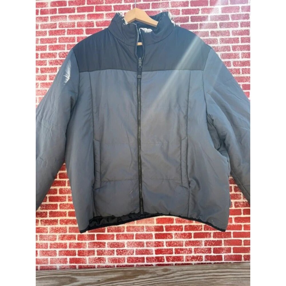 Y2K Faded Glory Gray Colorblock Lightweight Puffer Jacket 2XL